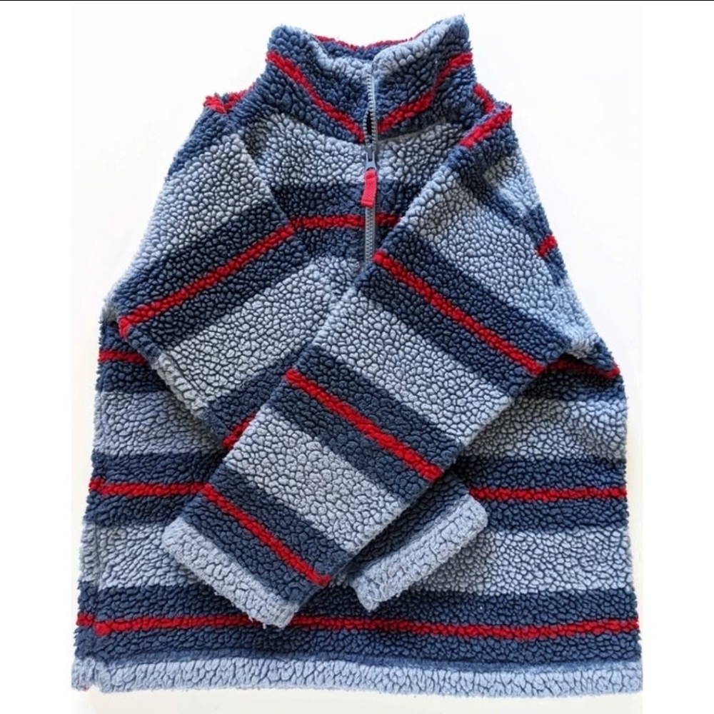 Mini Boden Striped Quarter Zip Fleece Pullover Kids 9-10Y Boys